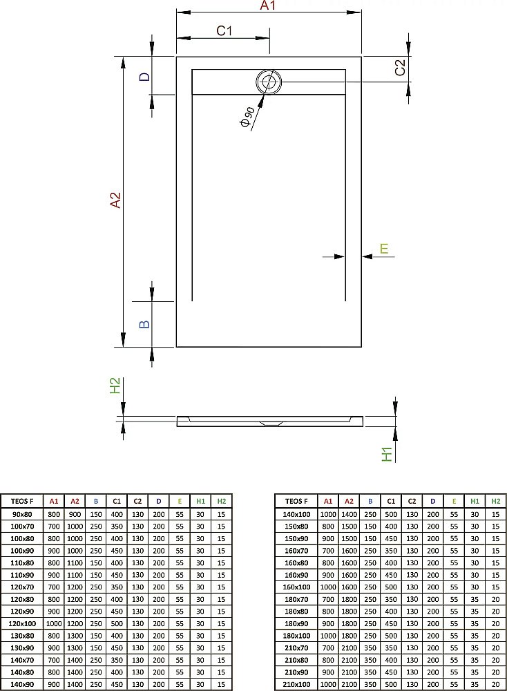 Душевой поддон Radaway Teos F antracite HTF120100-64 120x100 серый купить в интернет-магазине Sanbest