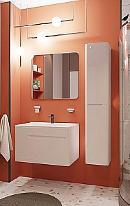 Тумба с раковиной Эстет Kare Luxe 80 подвесная 1 ящик белая для ванной в интернет-магазине Sanbest