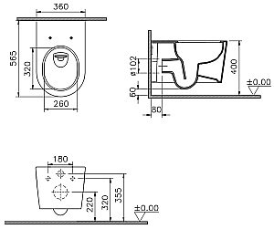 Унитаз подвесной VitrA Nest 7870B403-0075 белый, безободковый купить в интернет-магазине Sanbest