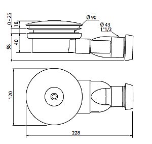 Сифон для поддона Cezares CZR-02-90 хром купить в интернет-магазине сантехники Sanbest