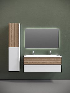 Тумба с раковиной Sancos DELTA DL120W 120 дуб светлый/белый для ванной в интернет-магазине Sanbest