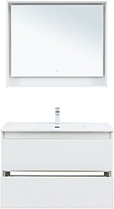 Тумба с раковиной Aquanet Милан 336370/330426 100 белый глянец для ванной в интернет-магазине Sanbest