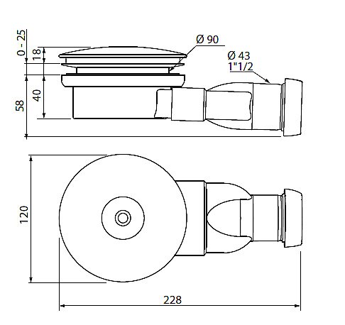 Сифон для поддона Cezares CZR-02-90 хром купить в интернет-магазине сантехники Sanbest