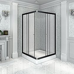 Душевой угол Радомир Дрим 90x110 черный профиль/стекло прозрачное левый купить в интернет-магазине сантехники Sanbest