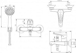 Смеситель для ванны BRAVAT Drop F64898C-B купить в интернет-магазине сантехники Sanbest