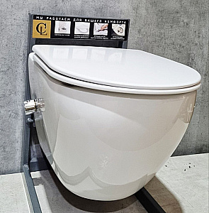 Унитаз подвесной CeramaLux TR-0199BD безободковый, функция биде, с крышкой микролифт, белый купить в интернет-магазине Sanbest