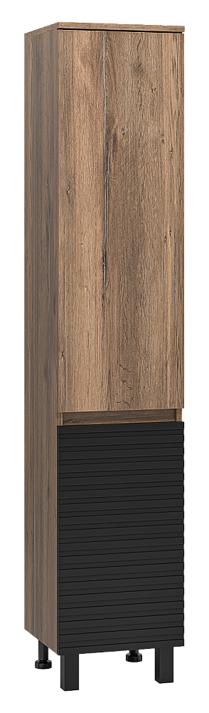 Пенал Brevita Дакота 35 DAK-050350-19/02 черный/темное дерево для ванной в интернет-магазине сантехники Sanbest