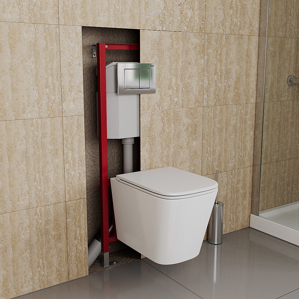 Инсталляция для унитаза D&K DI8140116 кнопка хром купить в интернет-магазине сантехники Sanbest