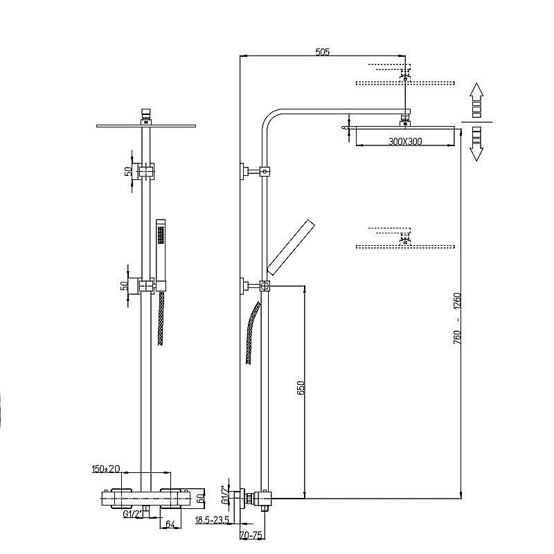 Душевая система PAINI Dax-R 84CR689THSQ4P1 хром купить в интернет-магазине сантехники Sanbest