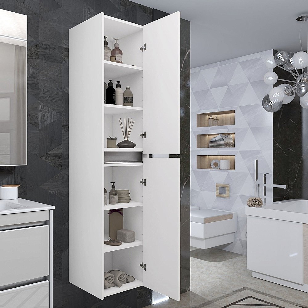 Пенал Опадирис Фреш 35 белый (белое стекло) для ванной в интернет-магазине сантехники Sanbest