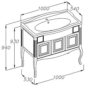 Тумба с раковиной Опадирис Лаура 100 белый/swarovski хром для ванной в интернет-магазине Sanbest