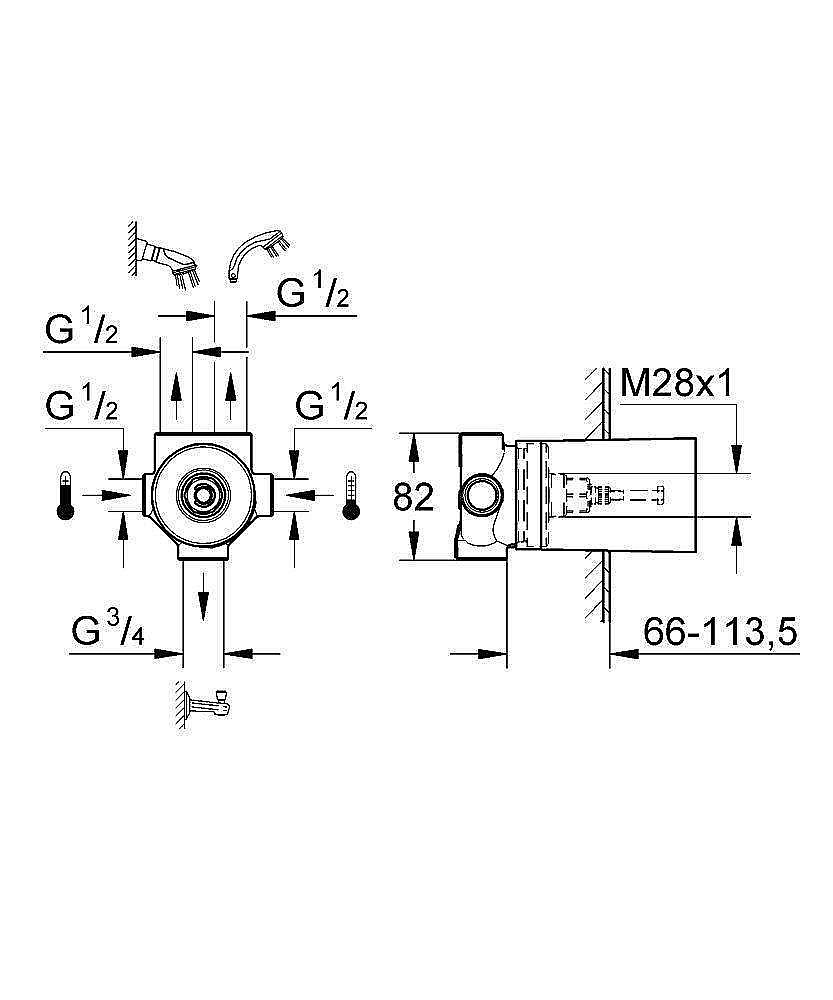 Встраиваемый смеситель Grohe Ondus 29033000 купить в интернет-магазине сантехники Sanbest