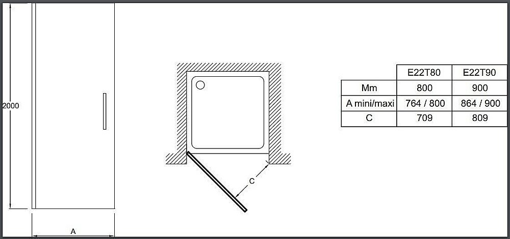 Душевая дверь Jacob Delafon CONTRA E22T90-GA 90 купить в интернет-магазине Sanbest