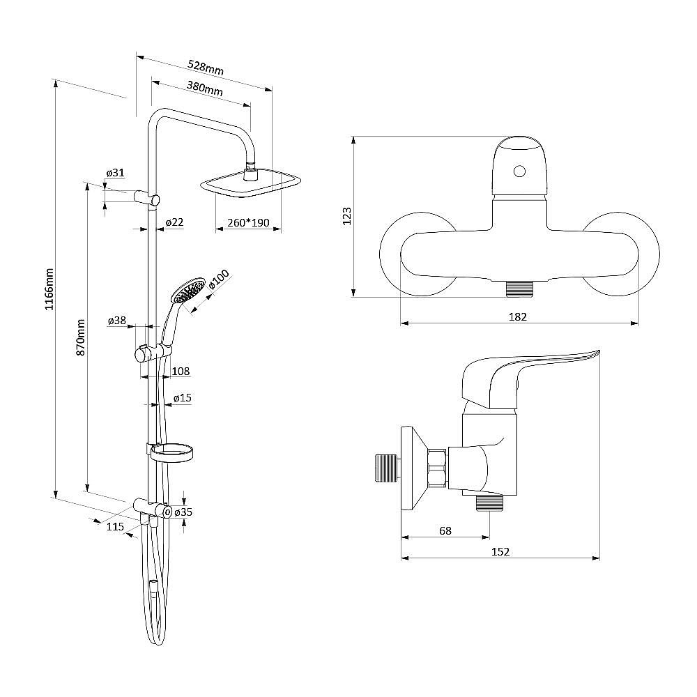 Душевая система Damixa PALACE EVO 408322410 хром купить в интернет-магазине сантехники Sanbest
