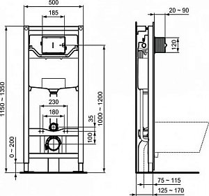 Унитаз подвесной с инсталляцией Ideal Standard Prosys Connect Air R031001 белый/кнопка хром, с крышкой микролифт купить в интернет-магазине Sanbest