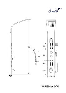 Душевая панель CeruttiSpa VIRGINIA MW CT9982 Белый Мрамор купить в интернет-магазине сантехники Sanbest