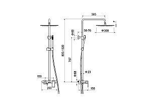 Душевая система Aquatek ЛИРА AQ2440MB черная матовая купить в интернет-магазине сантехники Sanbest