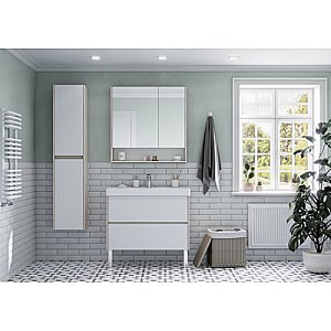 Тумба с раковиной Акватон Сканди 80 белая/дуб верона для ванной в интернет-магазине Sanbest