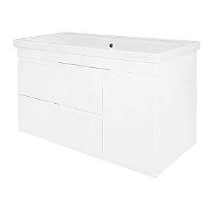 Тумба с раковиной подвесная Loranto KANTRI CS00097258 100/2 раковина Фостер 100, белый глянец для ванной в интернет-магазине Sanbest
