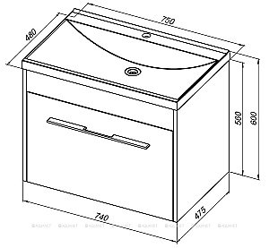 Тумба с раковиной Aquanet Августа 274144 75 белый для ванной в интернет-магазине Sanbest