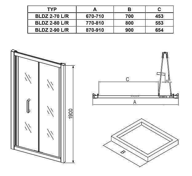 Душевой уголок Ravak Blix BLDZ2+BLPSZ+BLPSZ 80х90 купить в интернет-магазине Sanbest