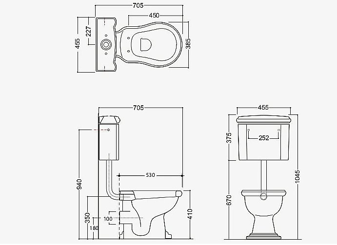Унитаз напольный Kerasan Retro 1011 с низким бачком 1082 Белый/хром купить в интернет-магазине Sanbest