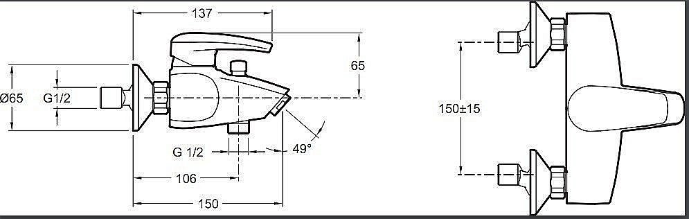 Смеситель для ванны и душа Jacob Delafon PANACHE E71241-CP купить в интернет-магазине сантехники Sanbest