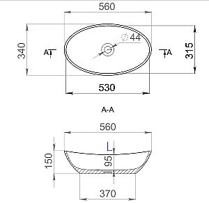 Раковина накладная Salini Noemi 1101203SM 56 из искусственного камня S-Stone, белая матовая купить в интернет-магазине Sanbest