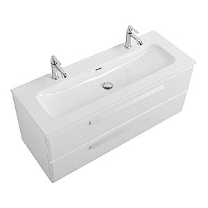 Тумба с раковиной Cezares ECO-CER-N 120 ECO-CER-N-1200-2C-SO-BL белая глянцевая для ванной в интернет-магазине Sanbest