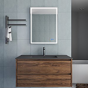 Тумба с раковиной Vincea Gio 100 VMC-2G100CO/VBS-13100MA тёмный дуб/раковина антрацит матовый для ванной в интернет-магазине Sanbest