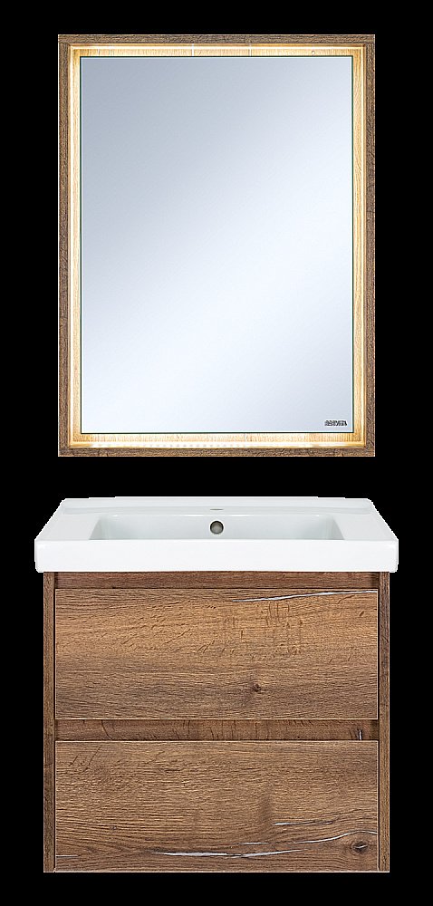 Зеркало с LED-подсветкой Misty DALLAS 60x80 Дуб Галифакс/олово в ванную от интернет-магазине сантехники Sanbest