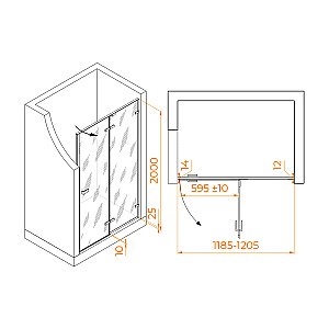 Душевая дверь RGW Stilvoll SV-004B 120 353200412-14 стекло прозрачное/профиль черный купить в интернет-магазине Sanbest