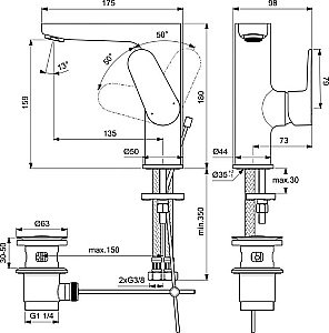 Смеситель для раковины Ideal Standard CERAFINE O BC703XG купить в интернет-магазине сантехники Sanbest