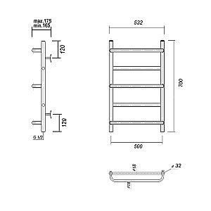 Полотенцесушитель водяной Domoterm Орфей П5 500x700 хром купить в интернет-магазине сантехники Sanbest