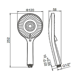 Душевая лейка Caprigo PARTS 98-501-BRG матовое золото купить в интернет-магазине сантехники Sanbest