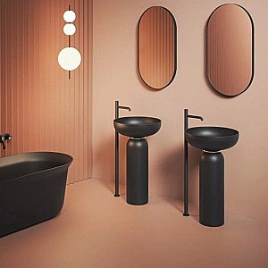 Раковина с пьедесталом Artceram Jolie 50 JOC001 17 00-JOL001 01 00 черная матовая купить в интернет-магазине Sanbest