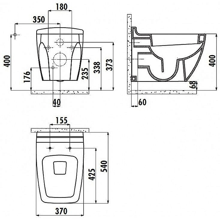 Унитаз подвесной CREAVIT BULL BL320-11CB00E белый купить в интернет-магазине Sanbest