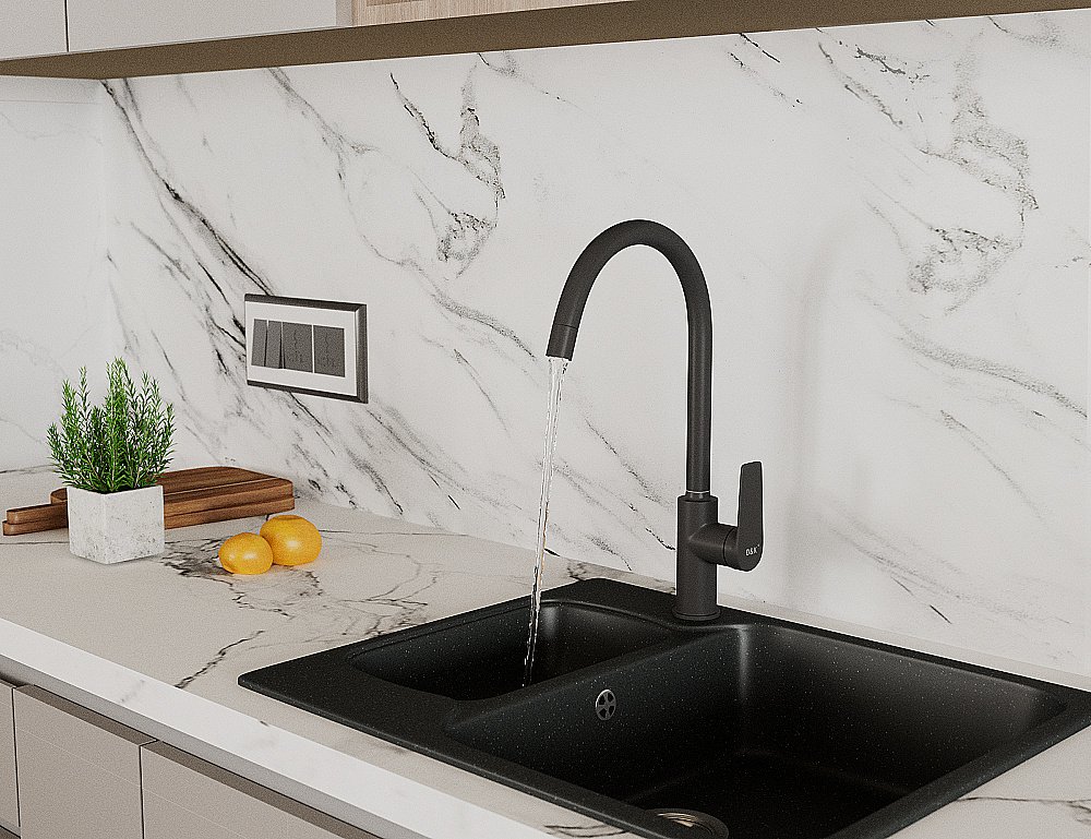 Смеситель для кухни D&K Bayern.Furth DA1522405 черный матовый купить в интернет-магазине сантехники Sanbest