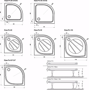 Душевой поддон Ravak Galaxy Pro Elipso 90х90 XA237701010 купить в интернет-магазине Sanbest