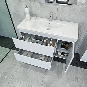 Тумба с раковиной Caprigo Forte 100 два ящика, одна дверь справа, бланж для ванной в интернет-магазине Sanbest