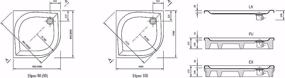 Душевой поддон Ravak Galaxy Elipso PAN 90х90 купить в интернет-магазине Sanbest
