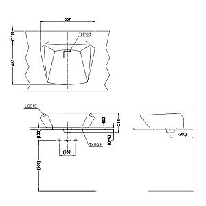 Раковина Toto Jewelhex 61 LW681B#W белая купить в интернет-магазине Sanbest