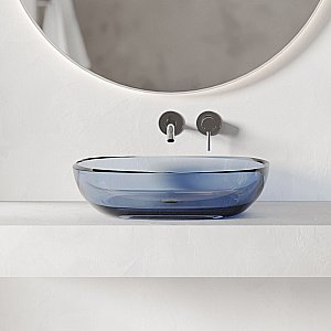 Раковина накладная прозрачная ABBER Kristall AT2805Saphir синяя купить в интернет-магазине Sanbest