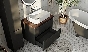 Тумба с раковиной Jorno Wood 100 серая для ванной в интернет-магазине Sanbest