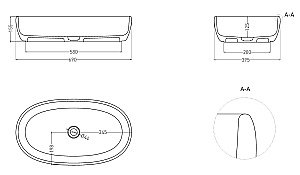 Раковина накладная Salini LUCE 110721MF 69 из искусственного камня S-Stone, матовая, цвет по RAL полностью купить в интернет-магазине Sanbest