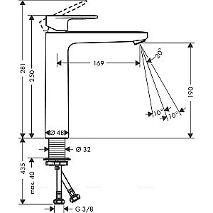 Смеситель для раковины Hansgrohe Vernis Blend 71582670 черный матовый купить в интернет-магазине сантехники Sanbest