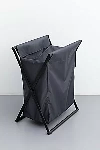 Корзина для белья Allen Brau Priority 6.32001-BS+6.32002-87 черная матовая/мешок серый купить в интернет-магазине сантехники Sanbest
