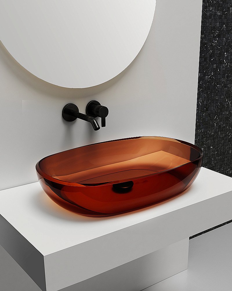 Раковина накладная прозрачная ABBER Kristall AT2805Opal коричневая купить в интернет-магазине Sanbest