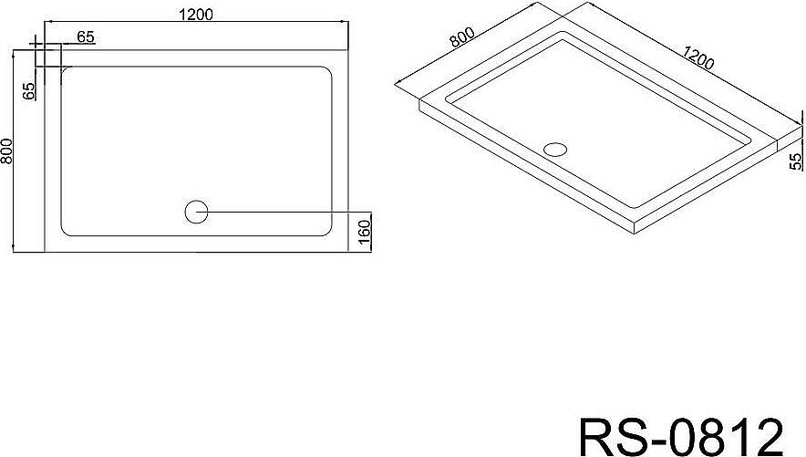 Душевой поддон Black&White Stellar Wind RS-0812 1200x800 купить в интернет-магазине Sanbest
