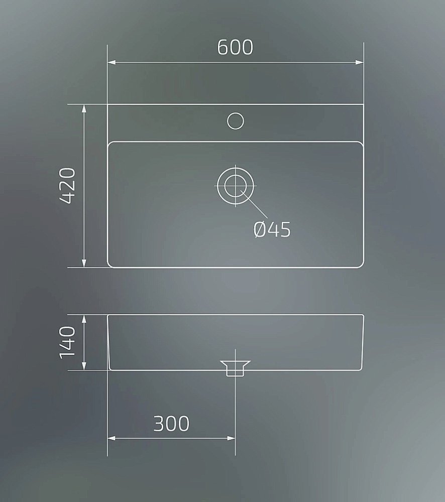 Раковина накладная Gid Geometrico 60 N9256 51172 белая купить в интернет-магазине Sanbest